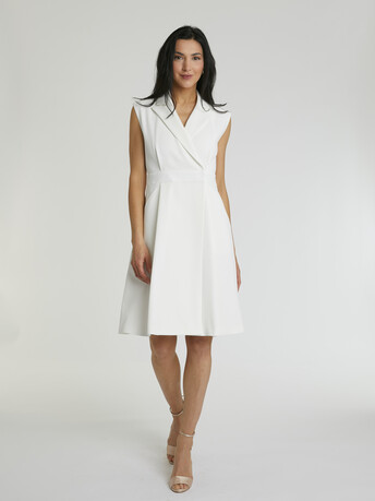 Robe en crêpe envers satin - Blanc casse