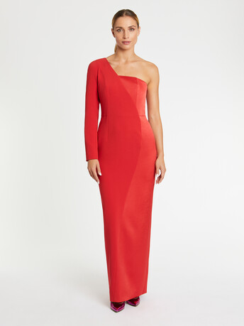 Robe longue graphique en crêpe de satin - Hibiscus