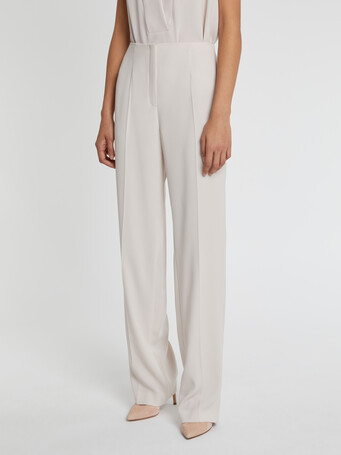 Pantalon fluide en crêpe envers satin - Coquille