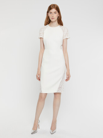 Satin-back crepe dress - Off white
