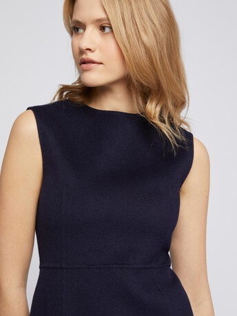 Robe droite en laine mélangée - Marine