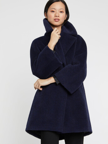 Manteau à col en alpaga - Noir / marine