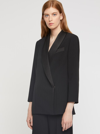 Satin-back crepe tuxedo jacket - Noir