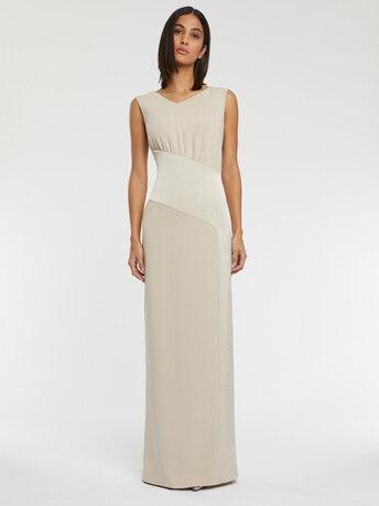 Crepe evening gown - Sand
