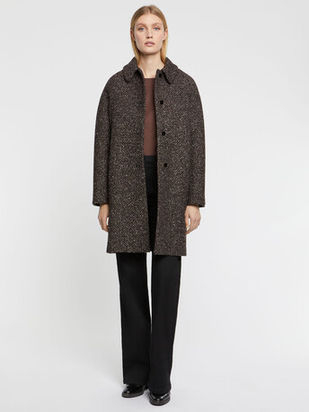 Straight mottled-wool coat - Bark