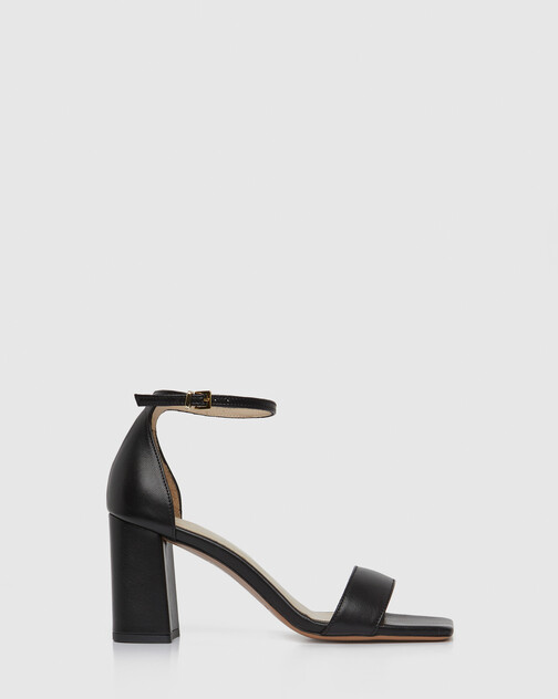 Sandales à talon en cuir lisse
