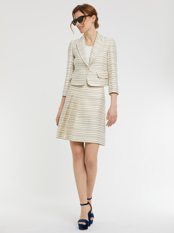 Pleated pinstripe and lurex mini skirt - Blanc casse / marine