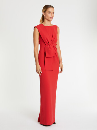 Robe longue de cérémonie à nœud en satin - Hibiscus