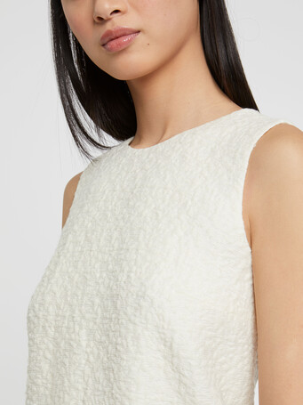 Short A-line jacquard wool dress - Off white