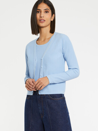 KNITTED CARDIGAN - Sky blue