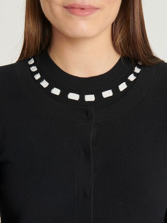 Cardigan en maille double face - Noir / blanc casse