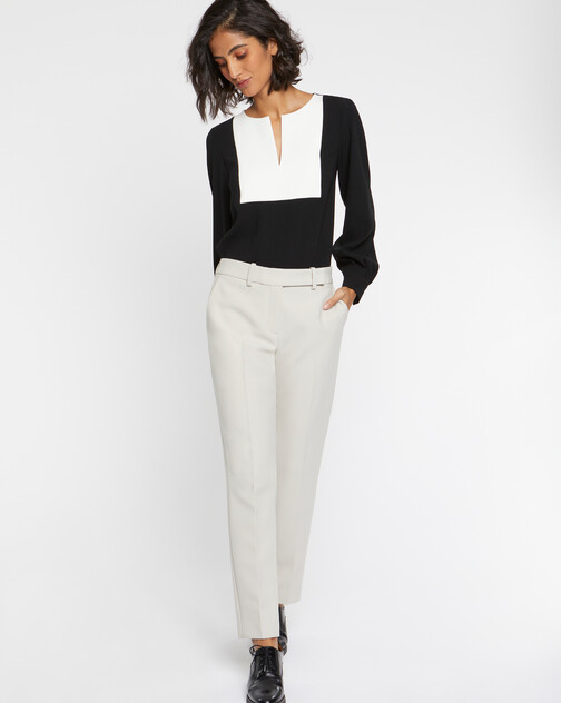 Pantalon cigarette en tricotine stretch