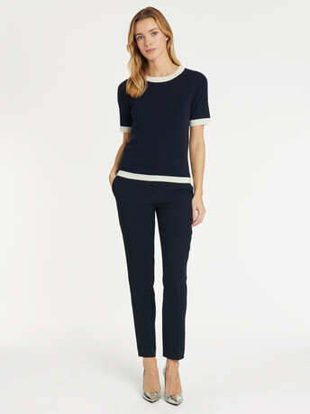 PULL - Marine / blanc casse