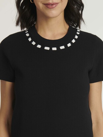 KNITTED SWEATER - Noir / blanc casse