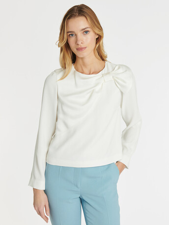 Top en crêpe envers satin - Blanc casse