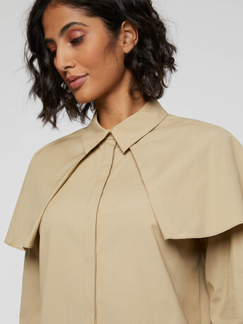 Chemise à bavolets en popeline de coton - Bronze