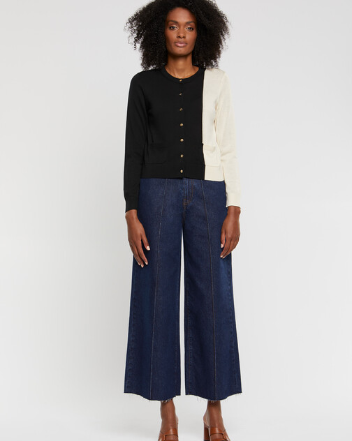 Gilet bicolore en soie et coton