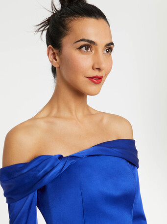 Robe en crêpe envers satin - Saphir
