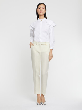 Pantalon cigarette en laine - Ecru