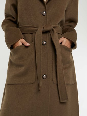 Manteau long en laine et cachemire - Kaki