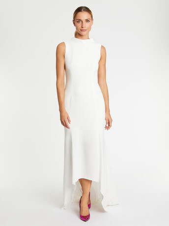 Satin-back crepe open-back evening gown - Off white