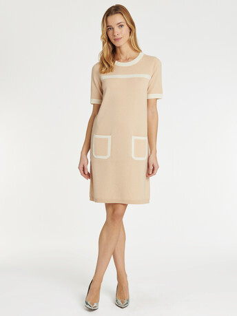 Robe en laine et cachemire - Dune/blanc casse