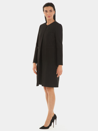 Manteau mi-long en coton crêpé - Noir