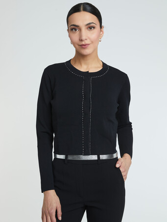 Cardigan en viscose milano - Noir / blanc casse