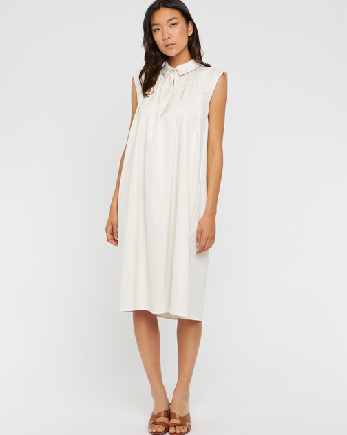 Robe à col chemise en satin de coton