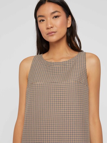 Robe courte imprimée pied-de-poule - Caramel / marine