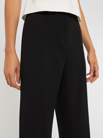 Pantalon fluide en crêpe envers satin - Noir