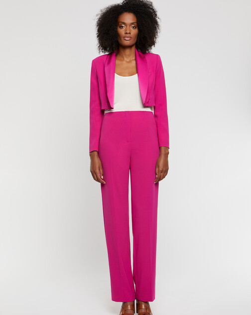 Pantalon fluide en crêpe envers satin