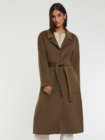 Manteau long en laine et cachemire - Kaki