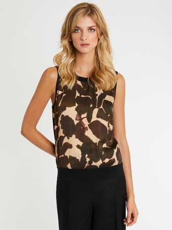 Débardeur camouflage en viscose et soie - multicolore