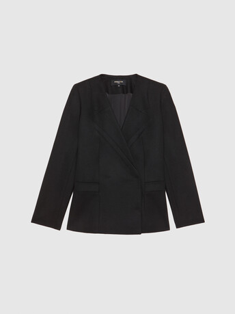 Veste croisée en laine - Noir