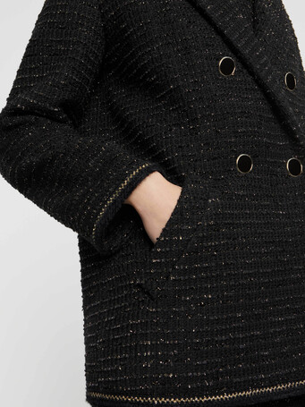 Manteau bijou en tweed - Noir