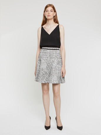 Black, white and silver tweed skirt - Noir / blanc