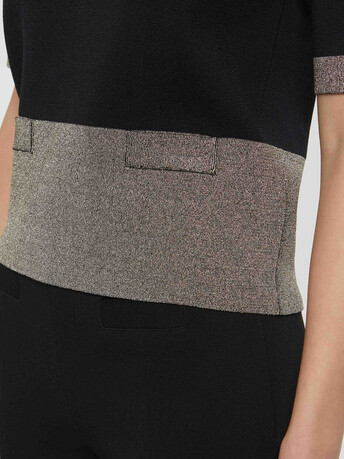 Pull manches courtes en maille Milano et lurex - Noir
