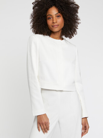 Cropped Ottoman stretch jacket - Off white