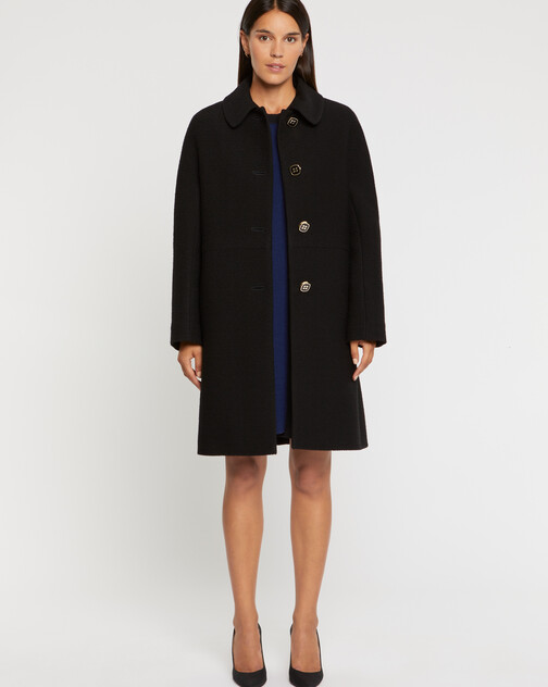 Manteau à col Claudine en laine reliéfée