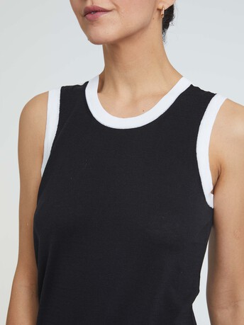 KNITTED TANK TOP - Noir / blanc casse