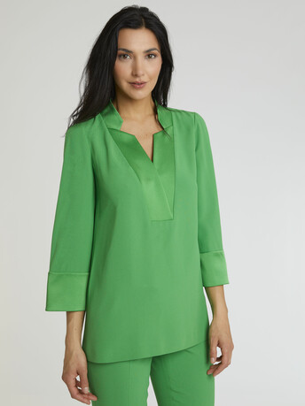 Blouse en crêpe enver satin - Vert