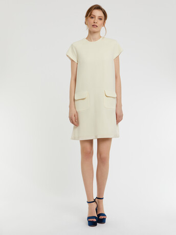 Short A-line wool dress - Off white