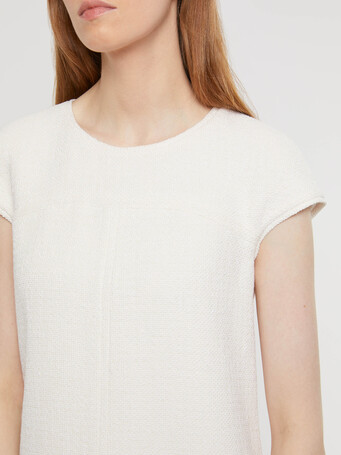 Mini-robe trapèze en tweed - Blanc casse