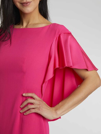 Robe courte en crêpe envers satin - Rose shocking