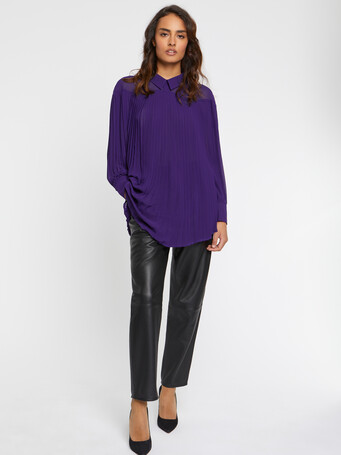 Chemise plissée en tissu crêpe - Raisin