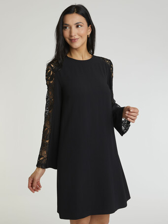 Robe en crêpe envers satin - Noir