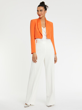 Satin-crepe cropped jacket - Tangerine