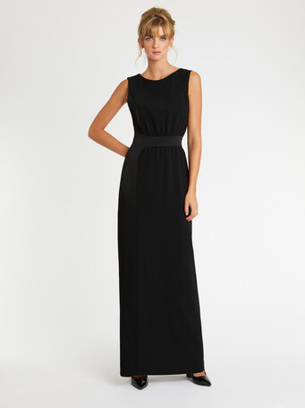 Robe longue de cérémonie en crêpe de satin - Noir