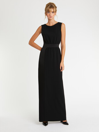 Robe longue de cérémonie en crêpe de satin - Noir